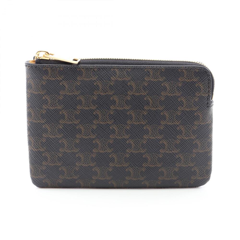 Celine Triomphe Coin Wallet Black Brown